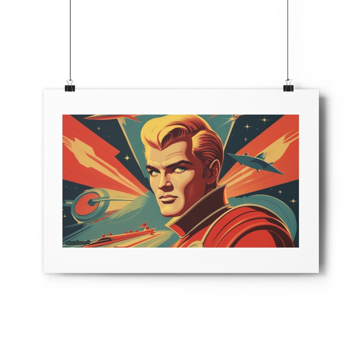 Retro Space Hero Art Print #1