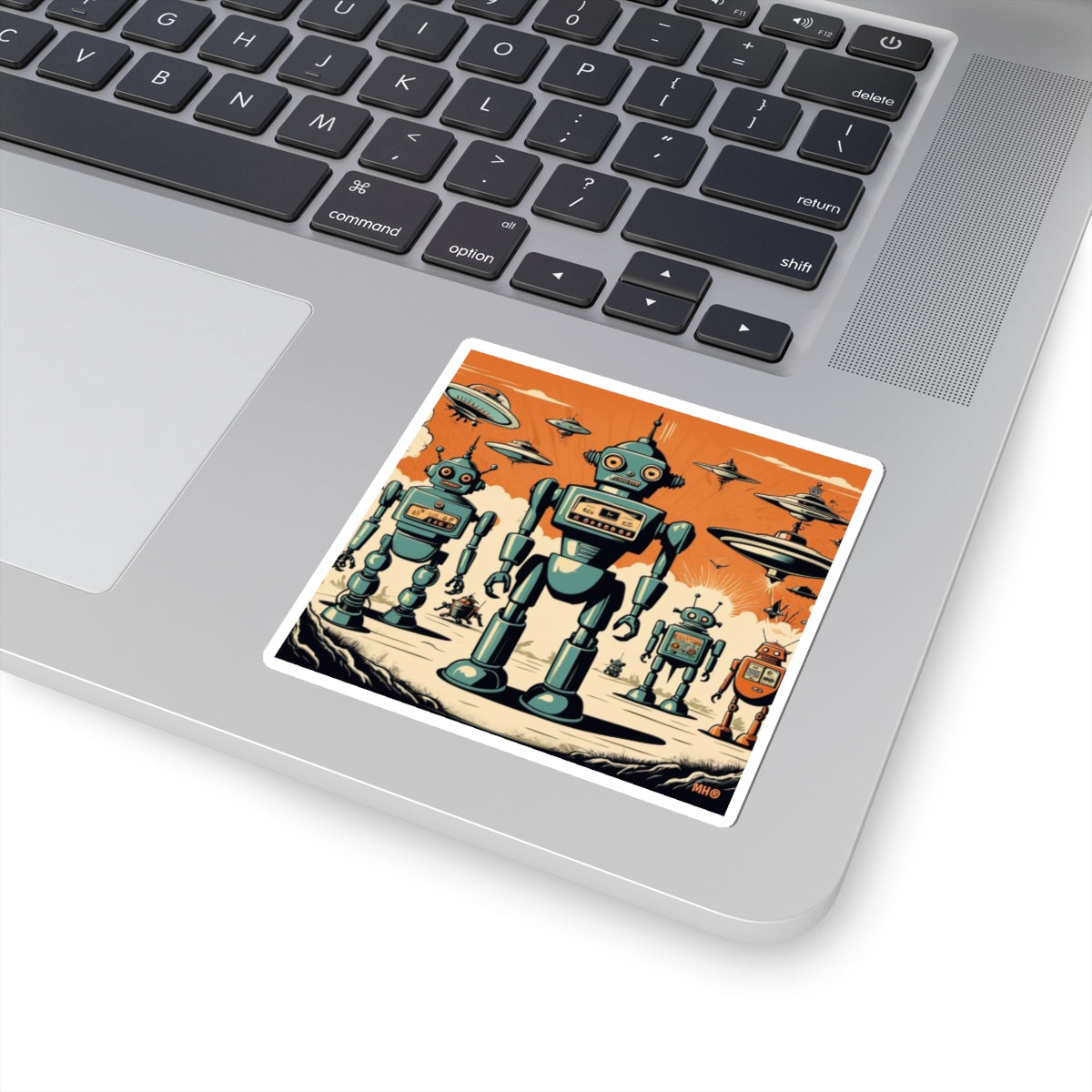 Retro Robots Kiss-Cut Sticker | Laptop