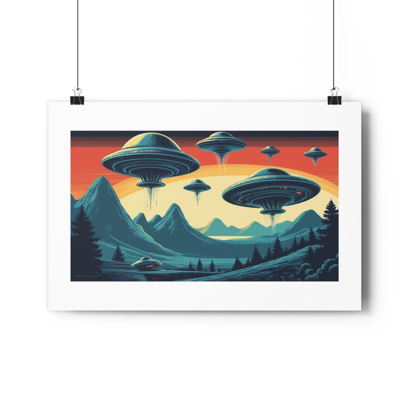 Retro UFO Art Print #1