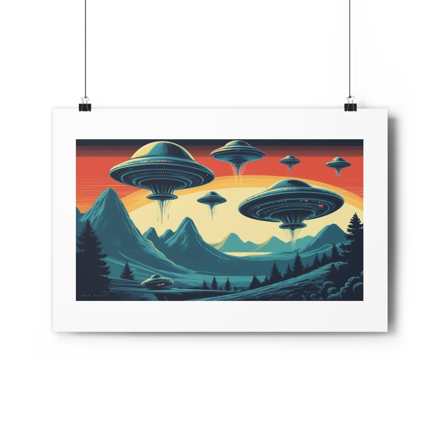 Retro UFO Art Print #1