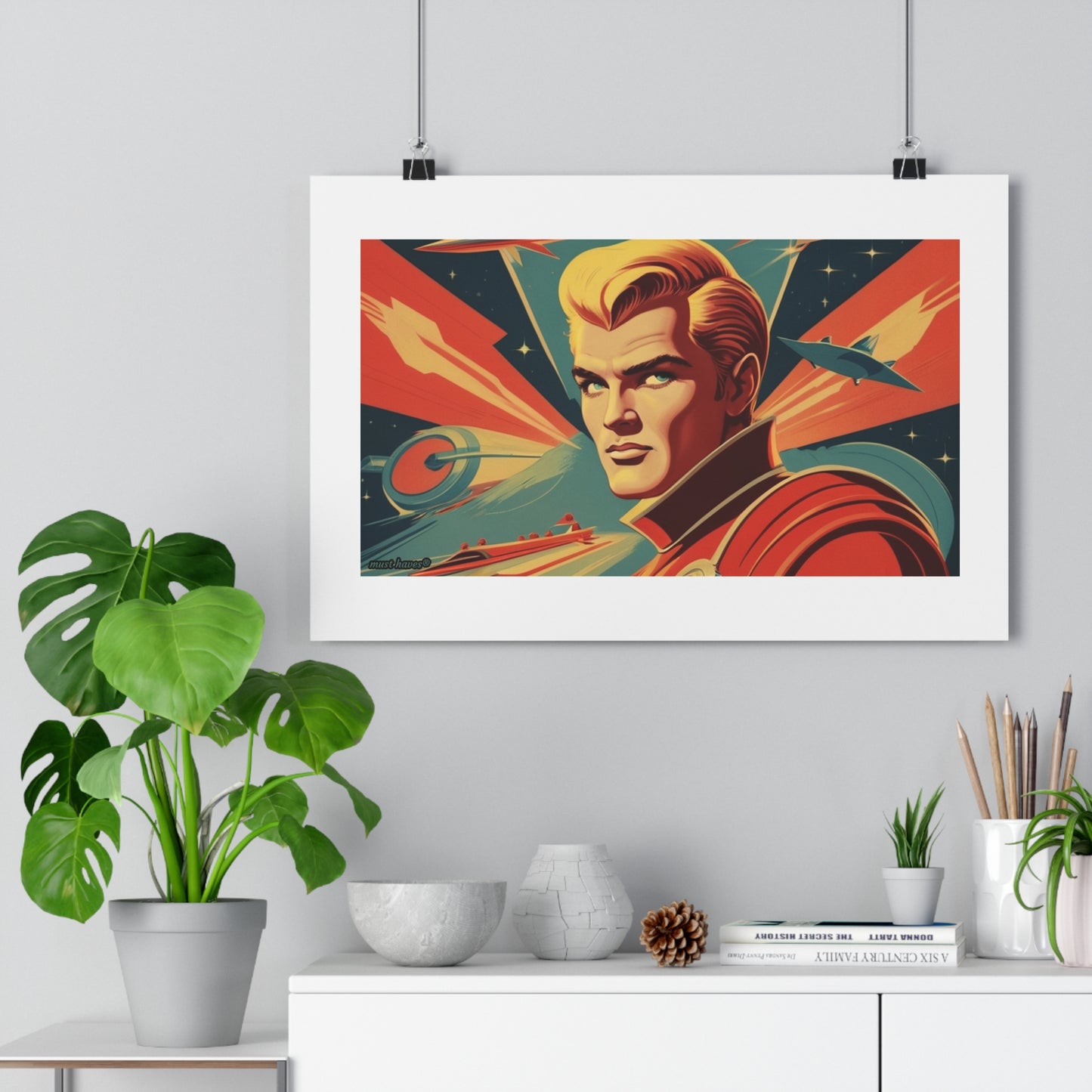 Retro Space Hero Art Print #1