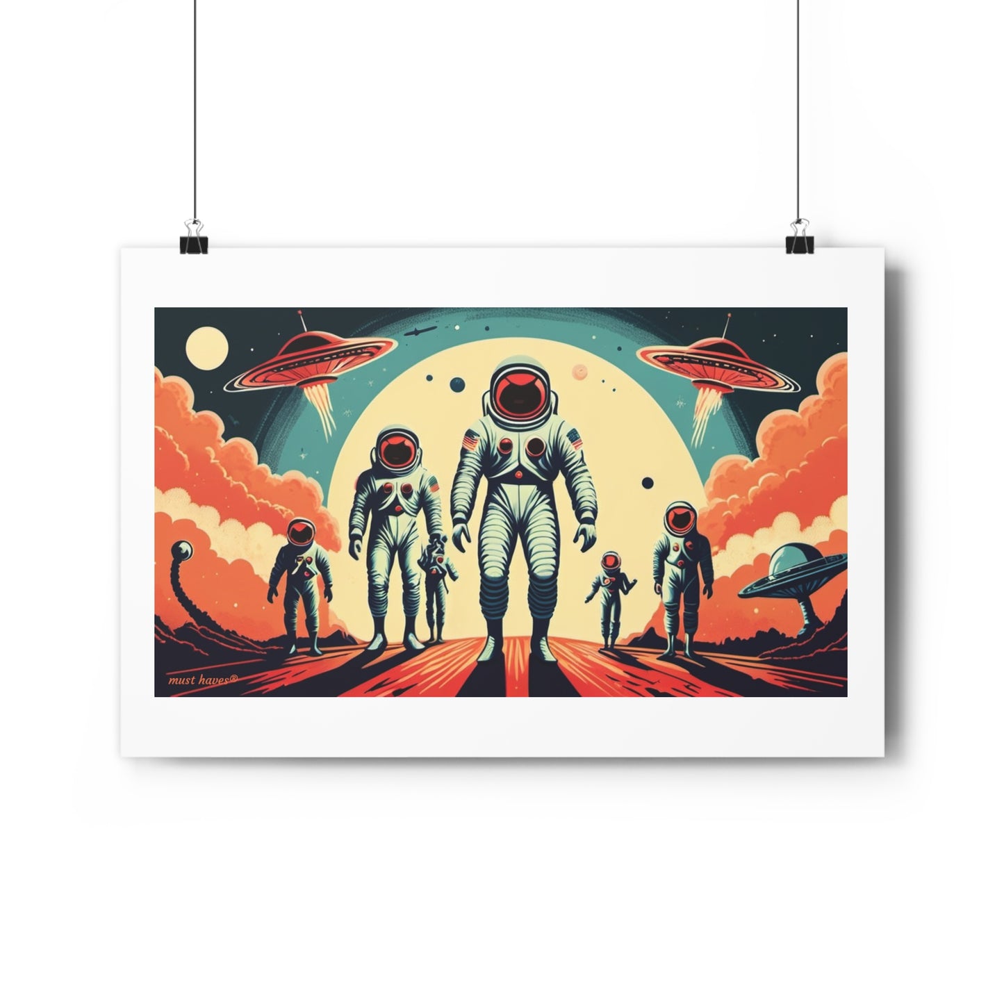 Retro Space Suits Art Print