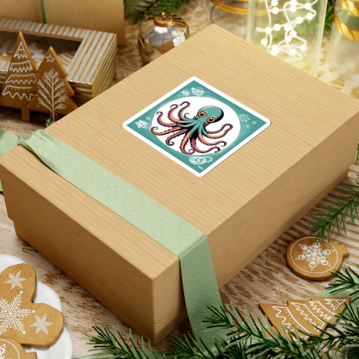 Octopus Square Kiss-Cut Sticker | Package