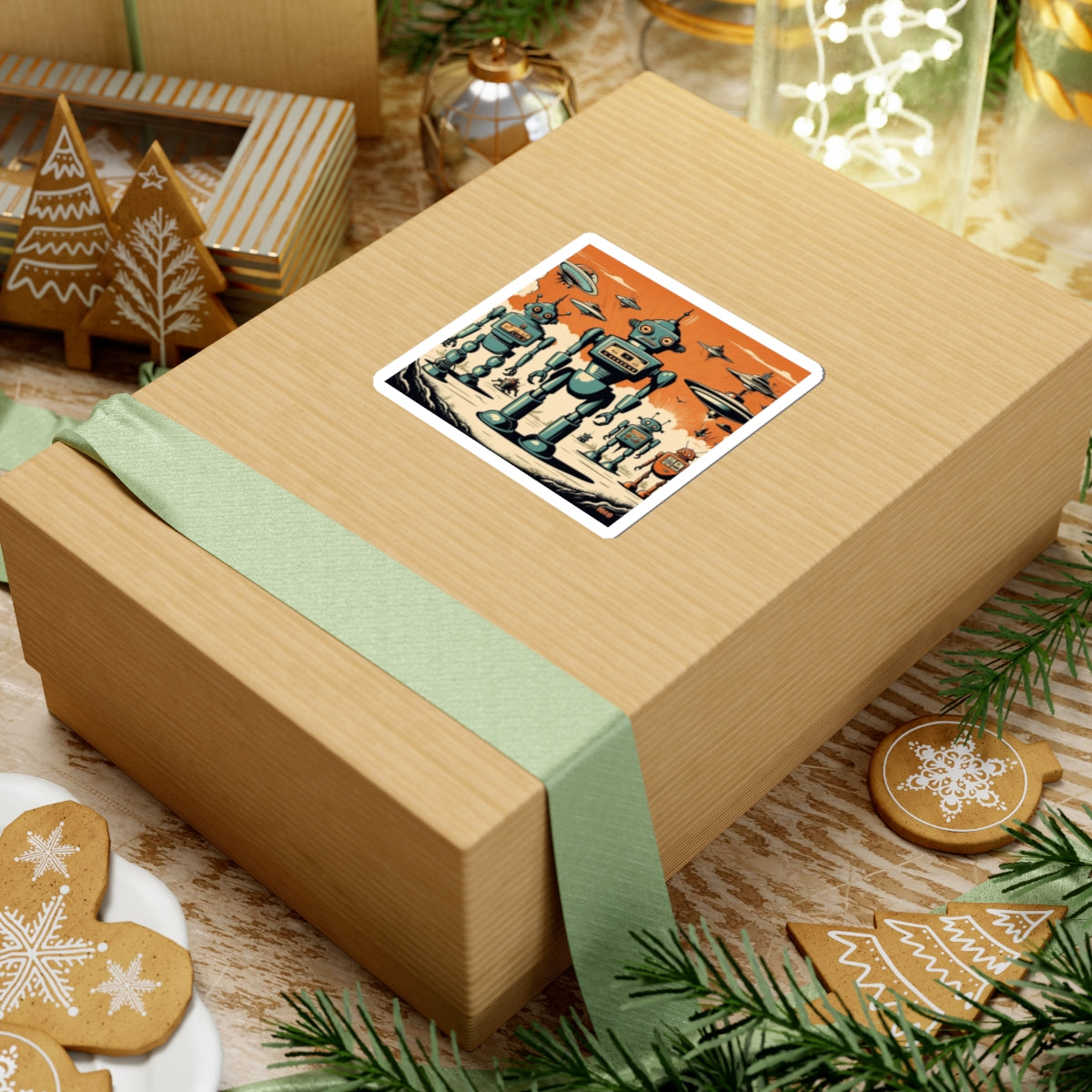 Retro Robots Kiss-Cut Sticker | Package