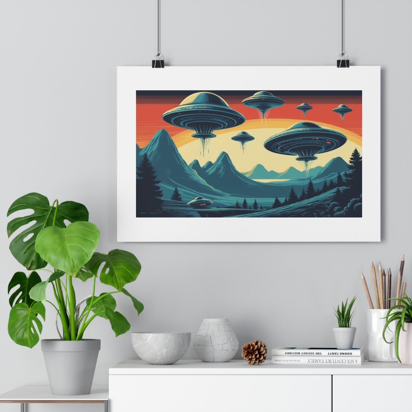 Retro UFO Art Print #1