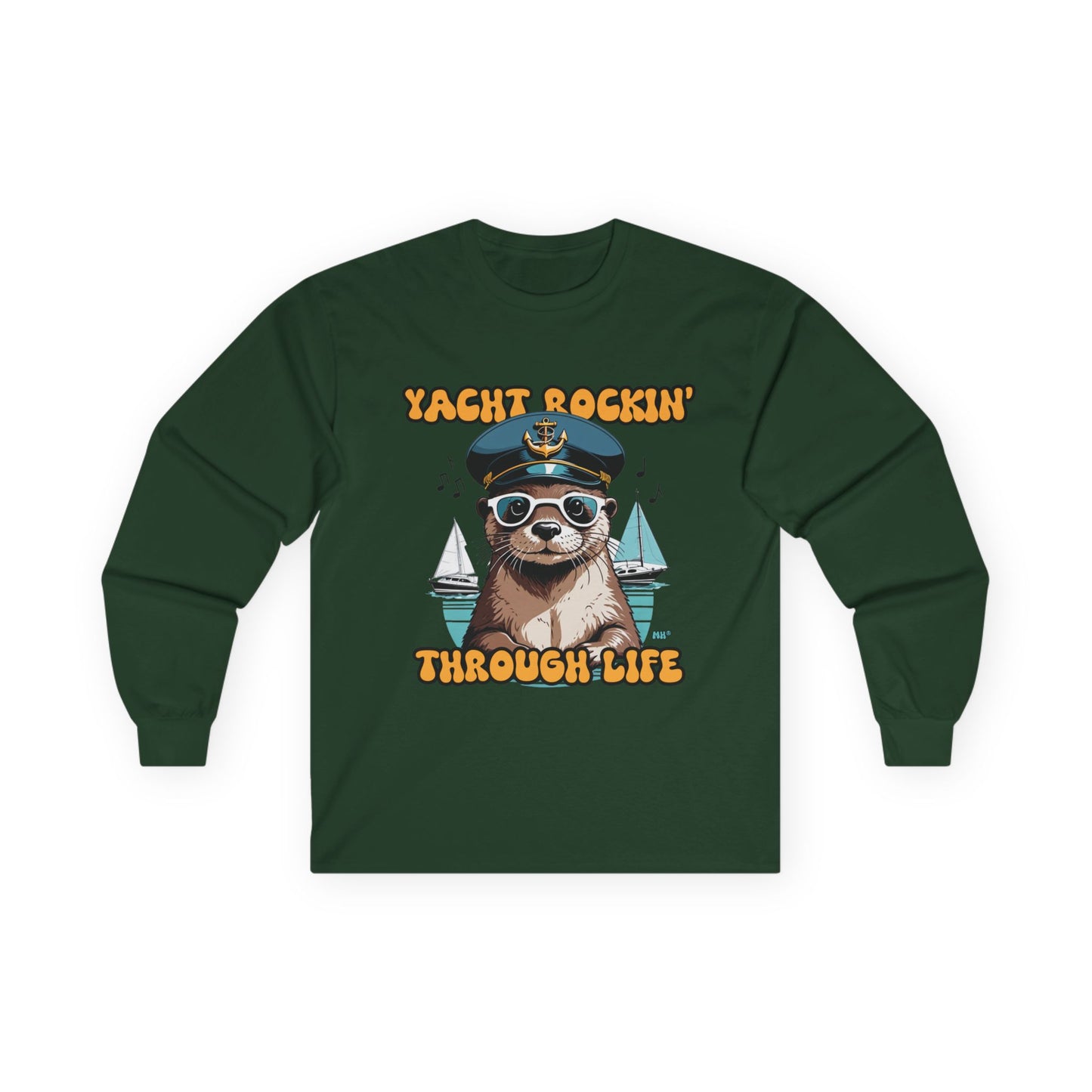 Yacht Rockin Sloth Long Sleeve Tee | Forest Green