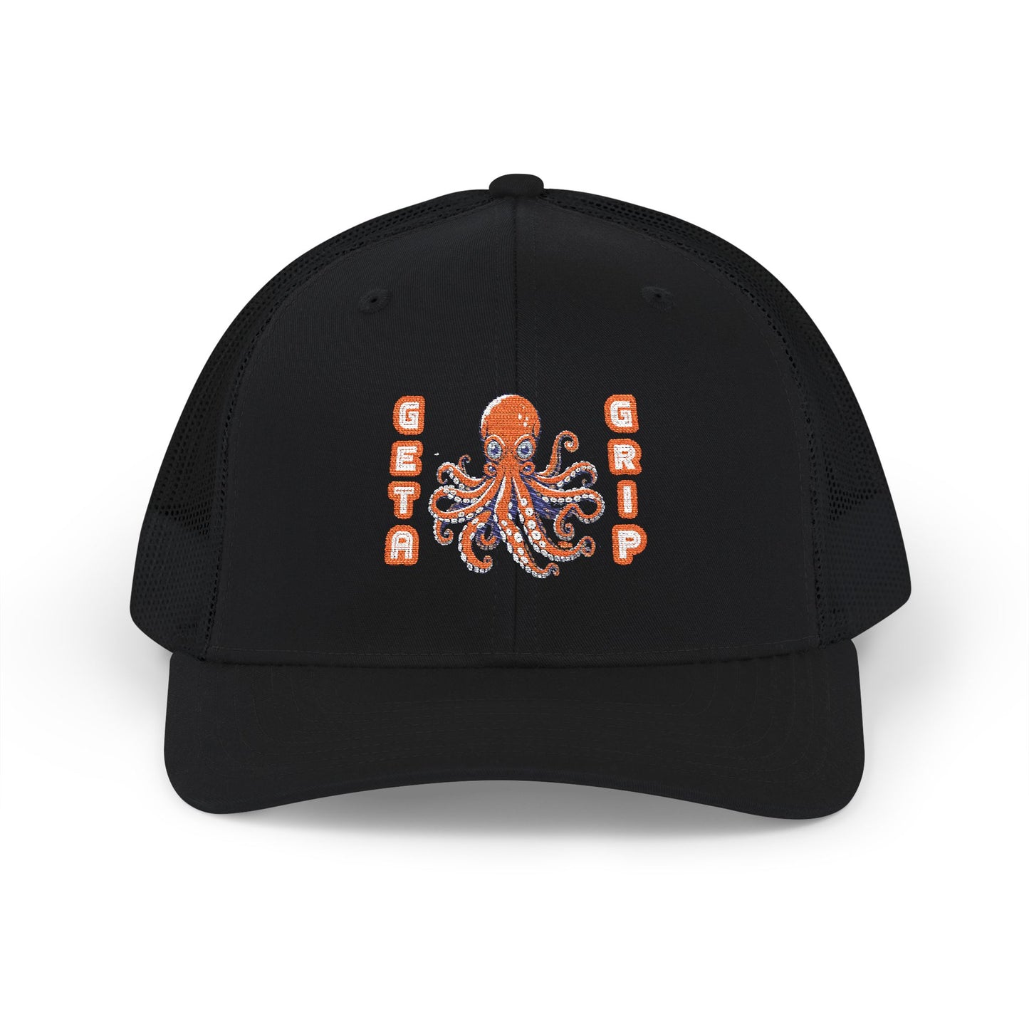 Get a Grip - Octopus Embroidered Snapback Trucker Cap | Black Main