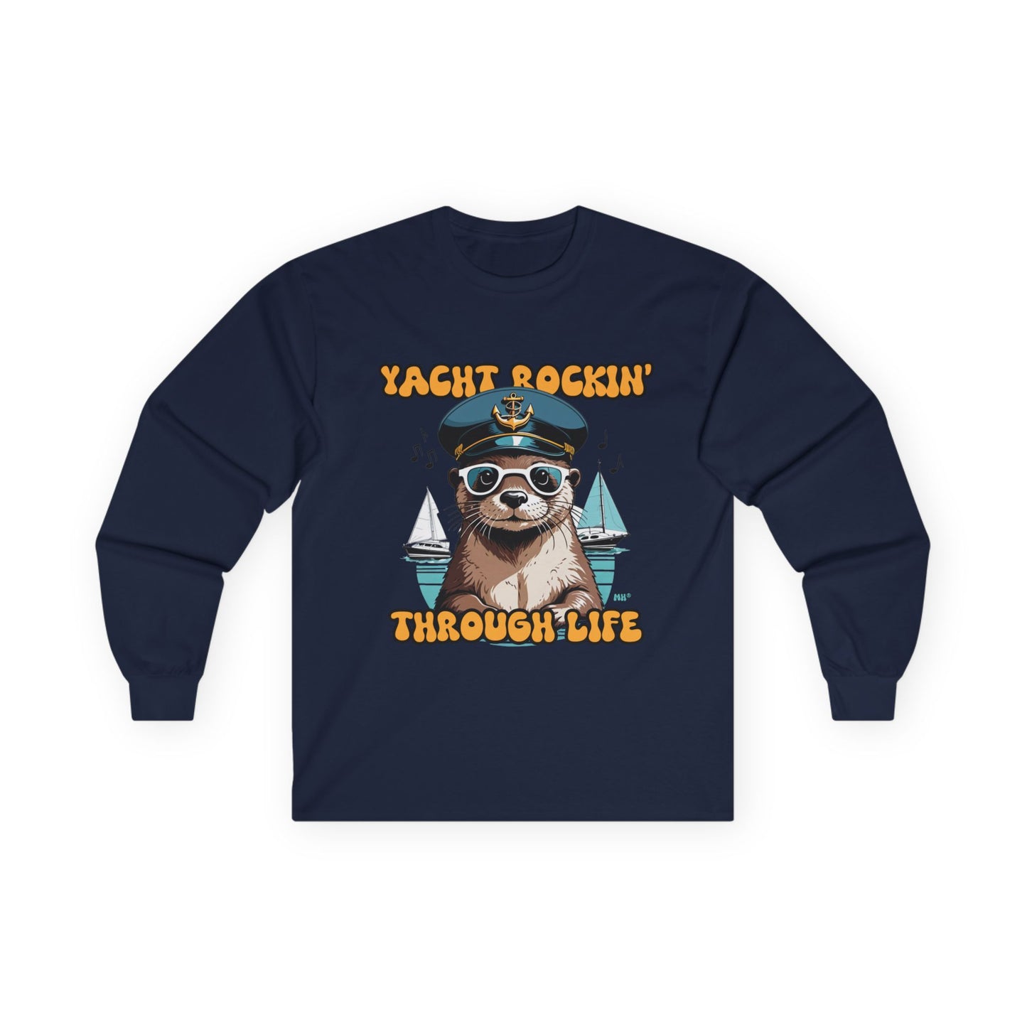 Yacht Rockin Sloth Long Sleeve Tee | Navy