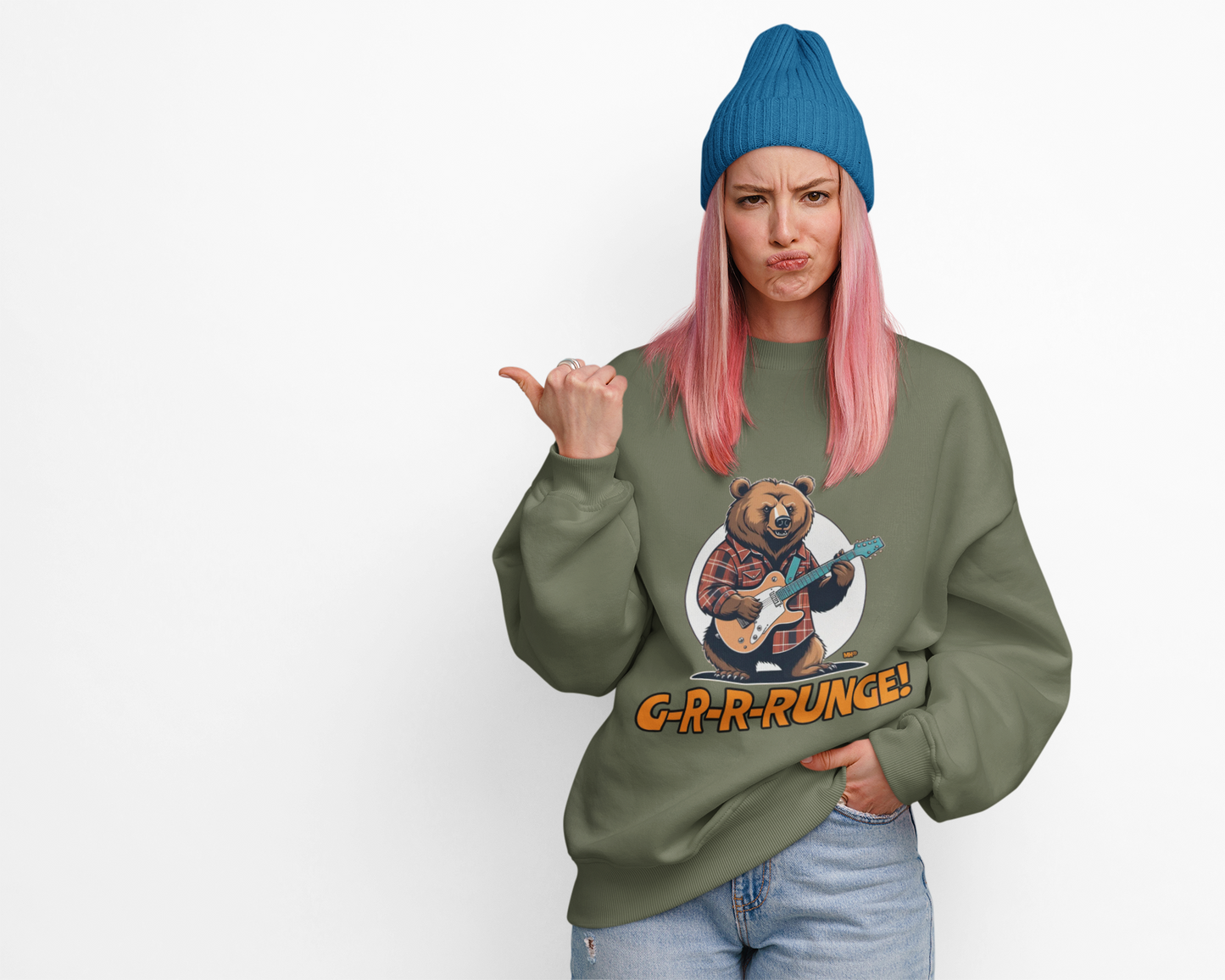G-R-R-RUNGE Bear Graphic Sweatshirt | Grunge Girl Beanie