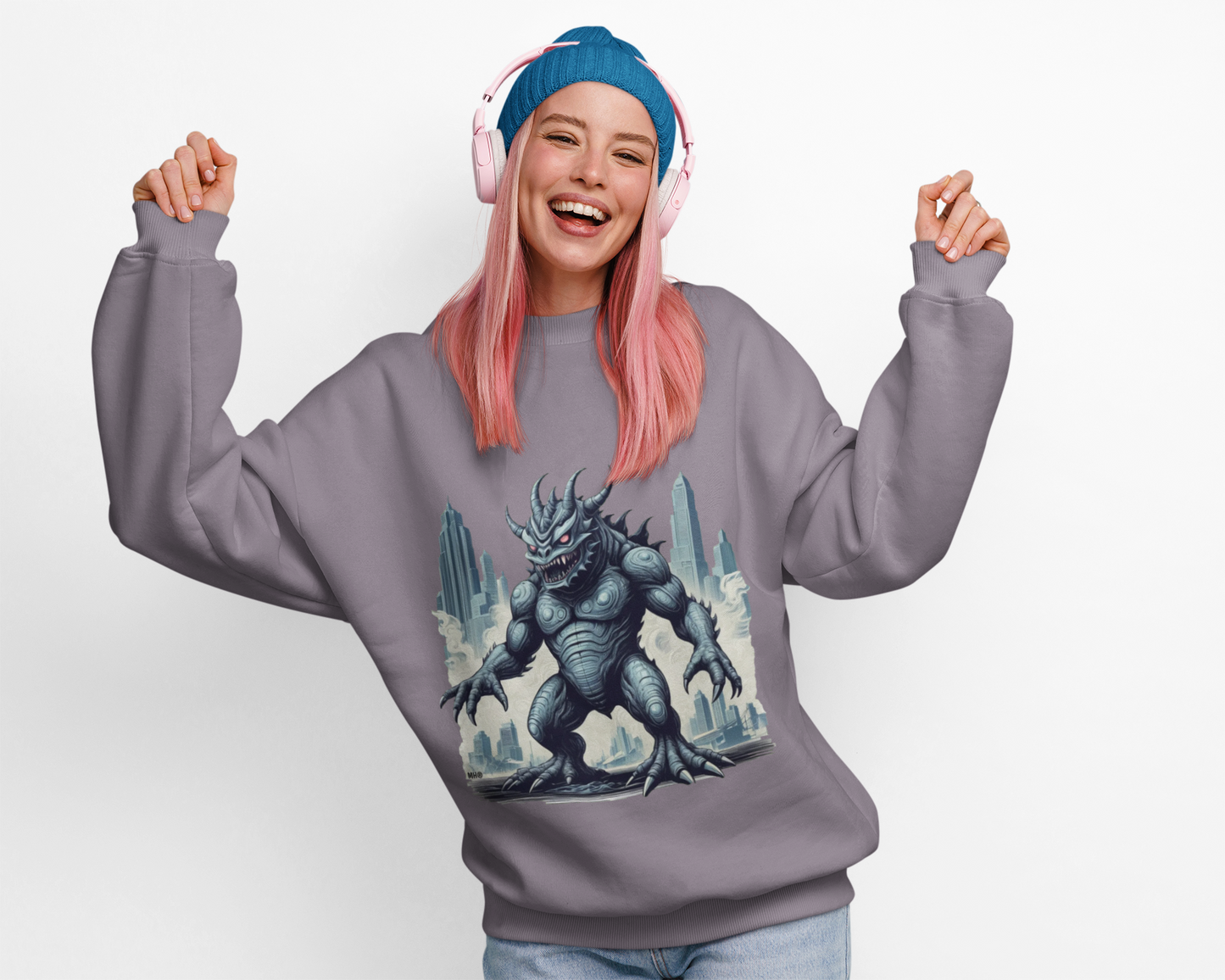 Monster Kaiju Graphic Sweatshirt | Headphones