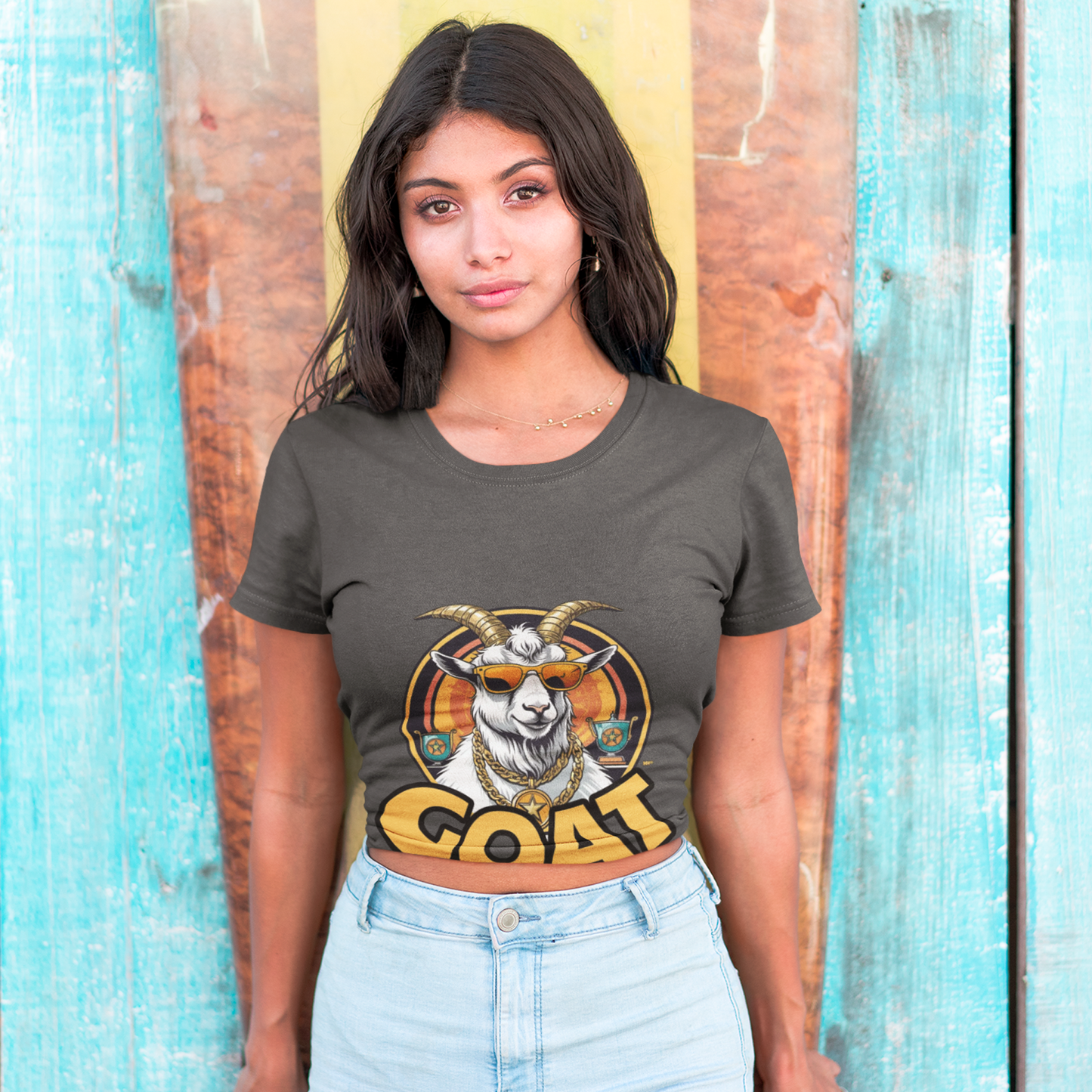 GOAT Unisex Softstyle T-Shirt | Young Woman Front Color