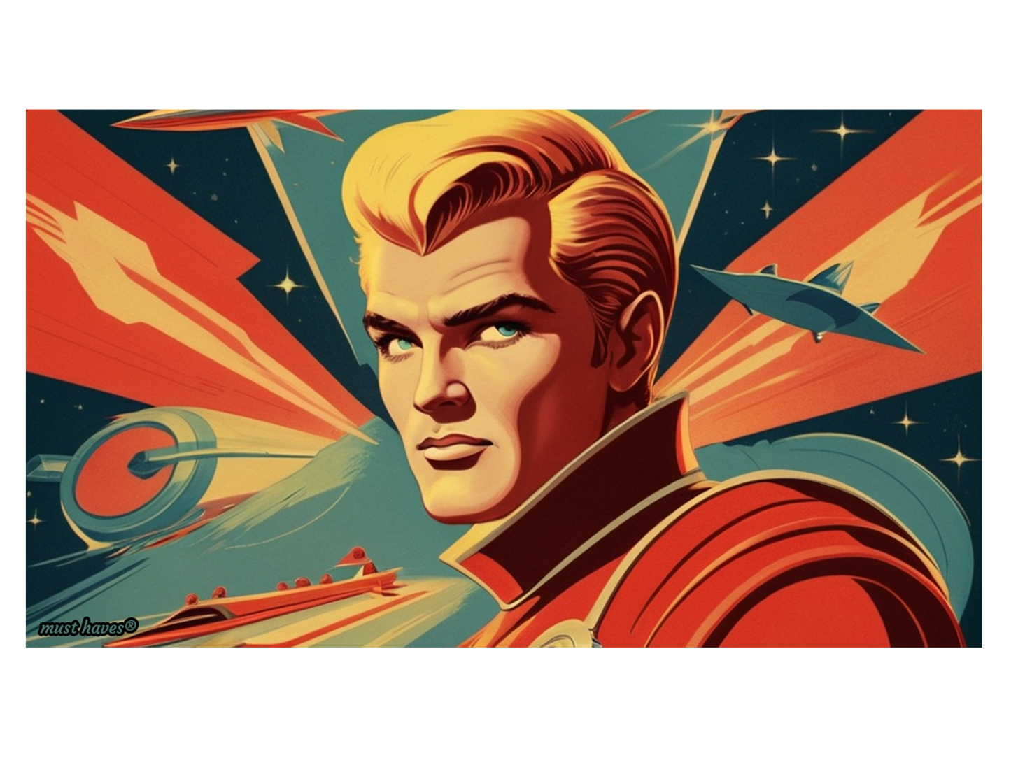 Retro Space Hero Art Print #1