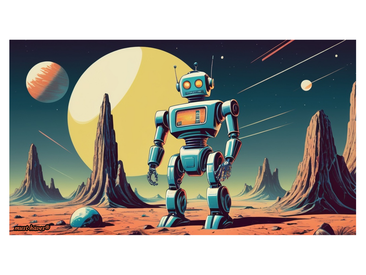 Retro Robot Art Print #1
