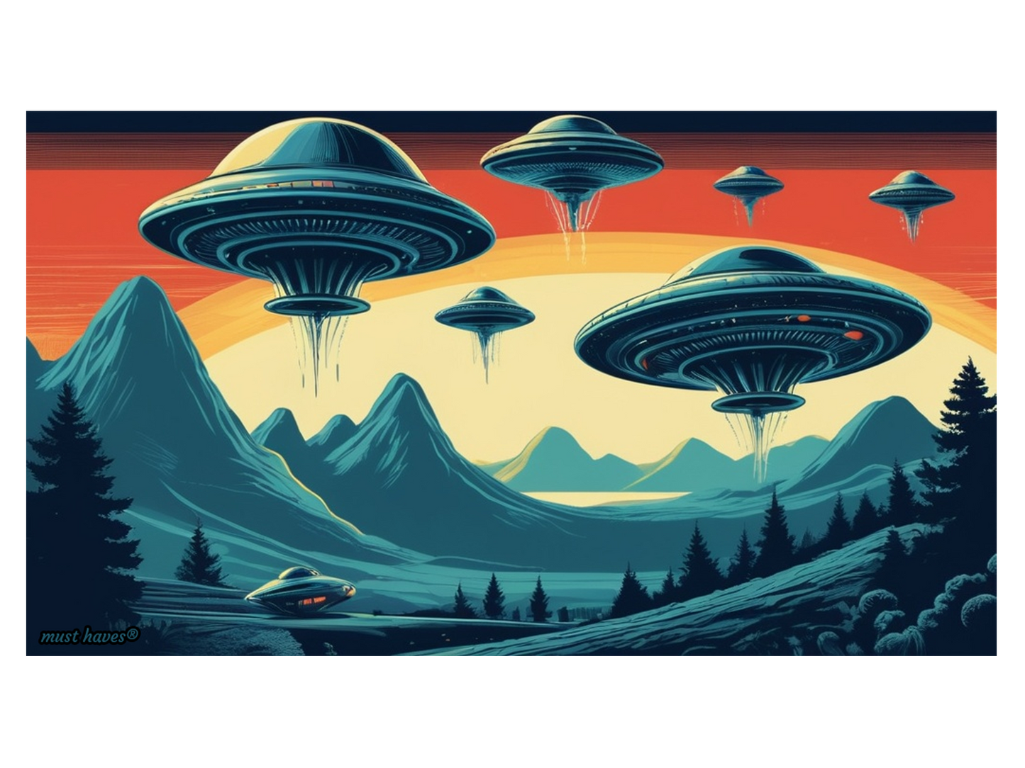 Retro UFO Art Print #1