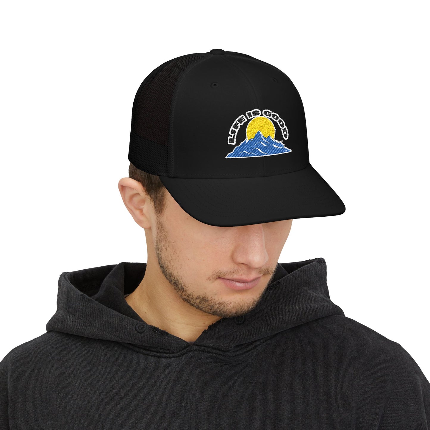 Life Is Good - Snapback Trucker Cap | Black Front Side