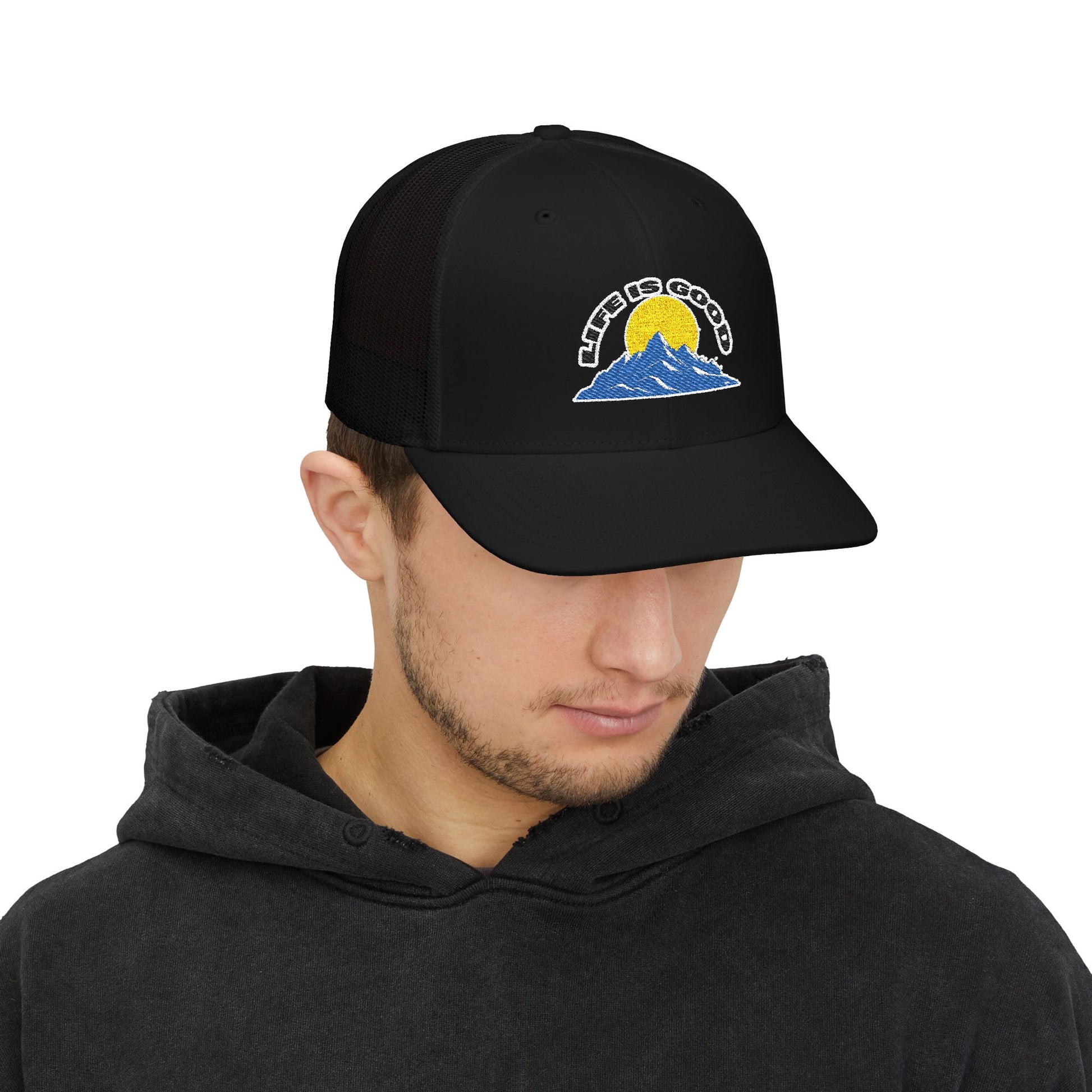 Life Is Good - Snapback Trucker Cap | Black Front Side