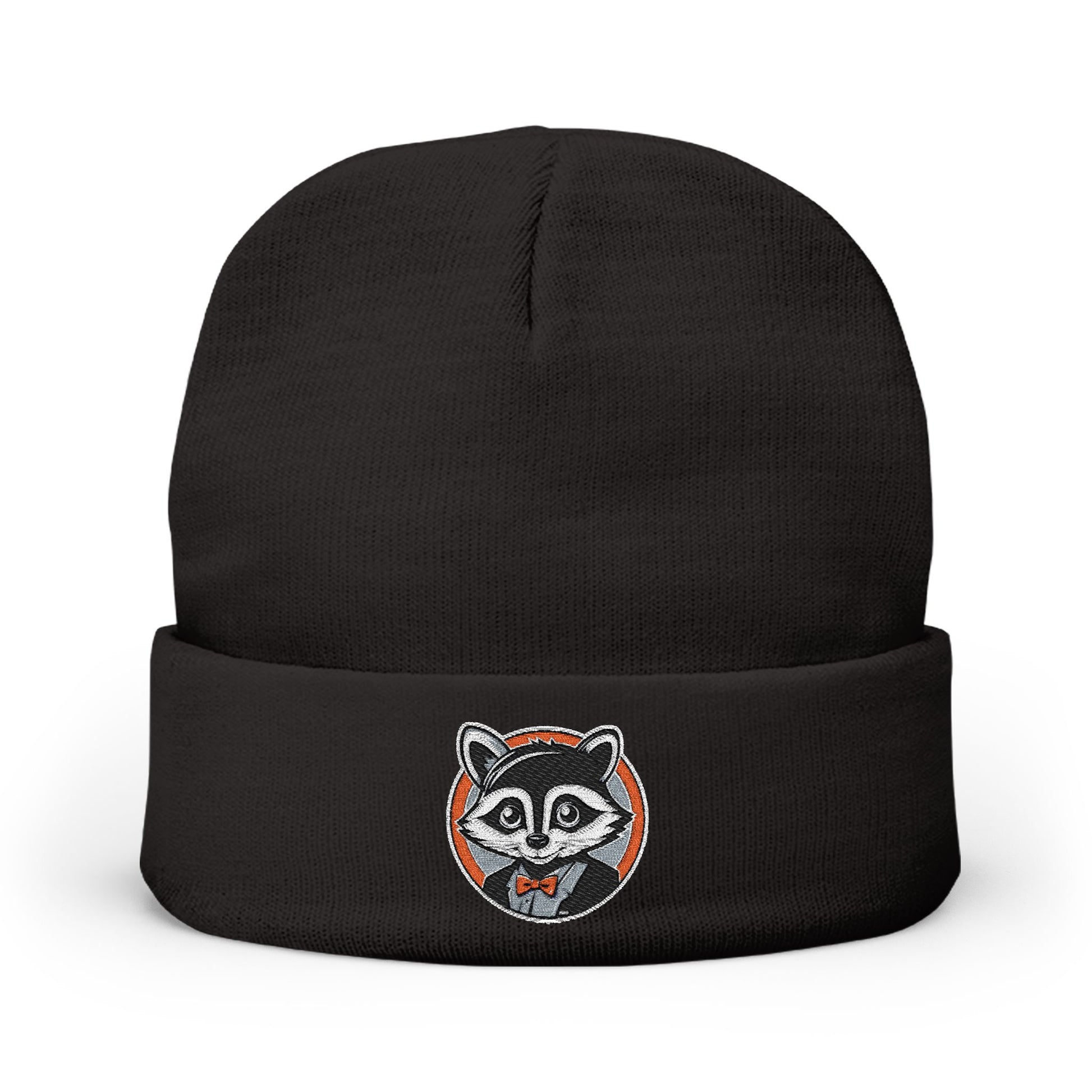 Fancy Raccoon Knit Beanie | Black