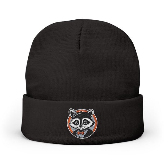 Fancy Raccoon Knit Beanie | Black