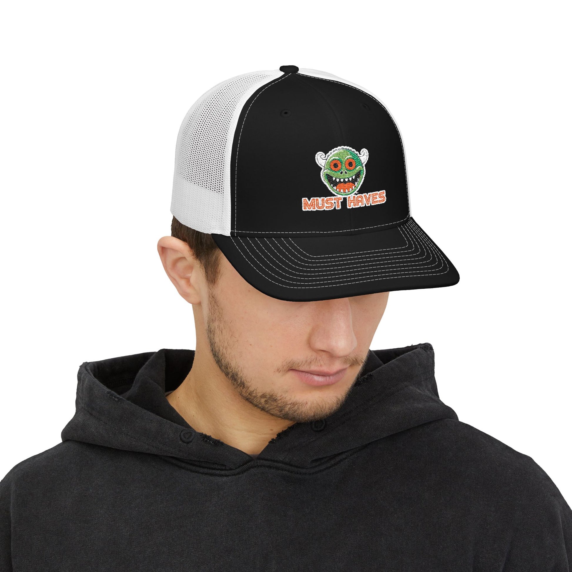 Must Haves - Snapback Trucker Cap | Black White Front Side