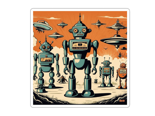 Retro Robots Kiss-Cut Sticker | Main
