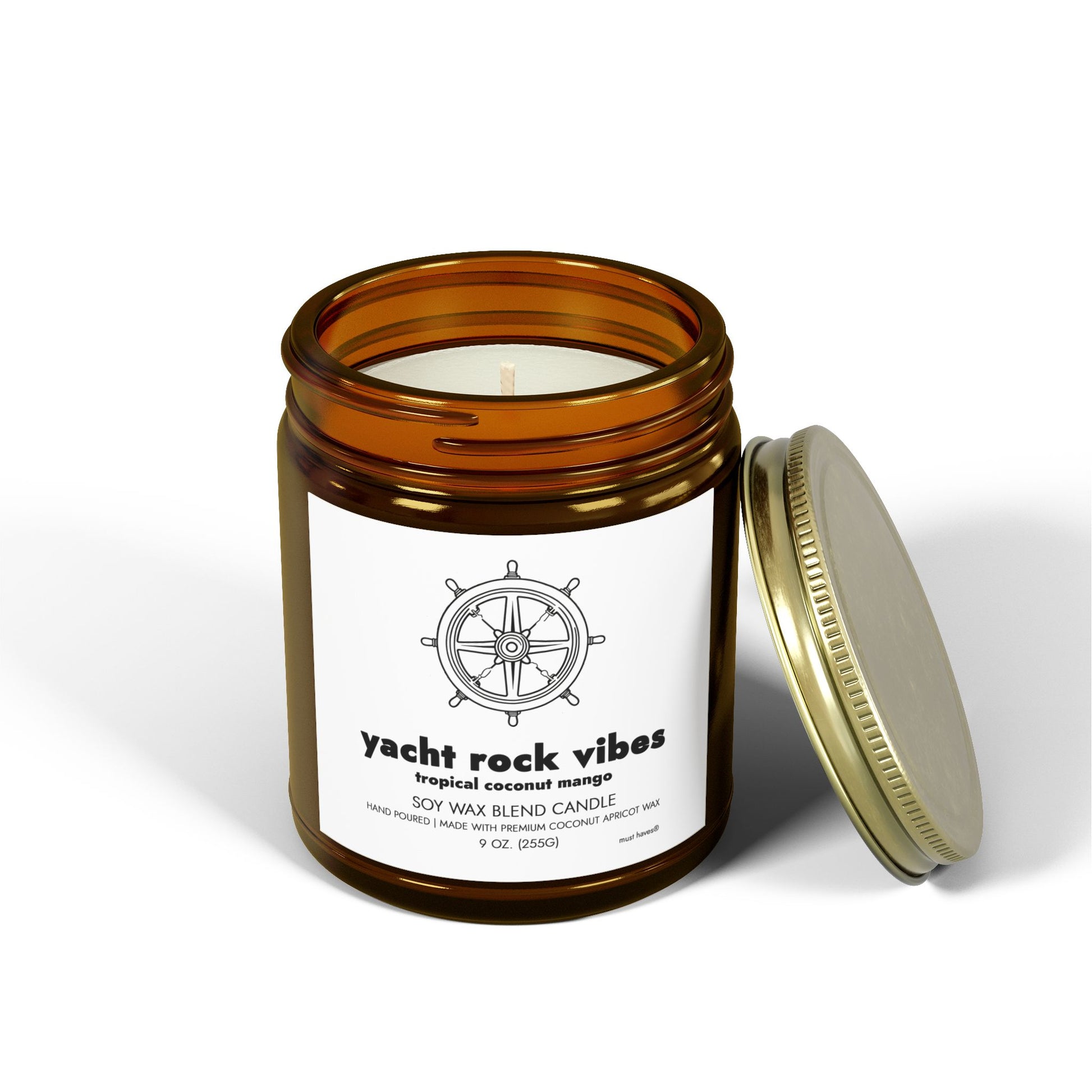 Yacht Rock Vibes Candle (9 oz) | Amber Lid Open