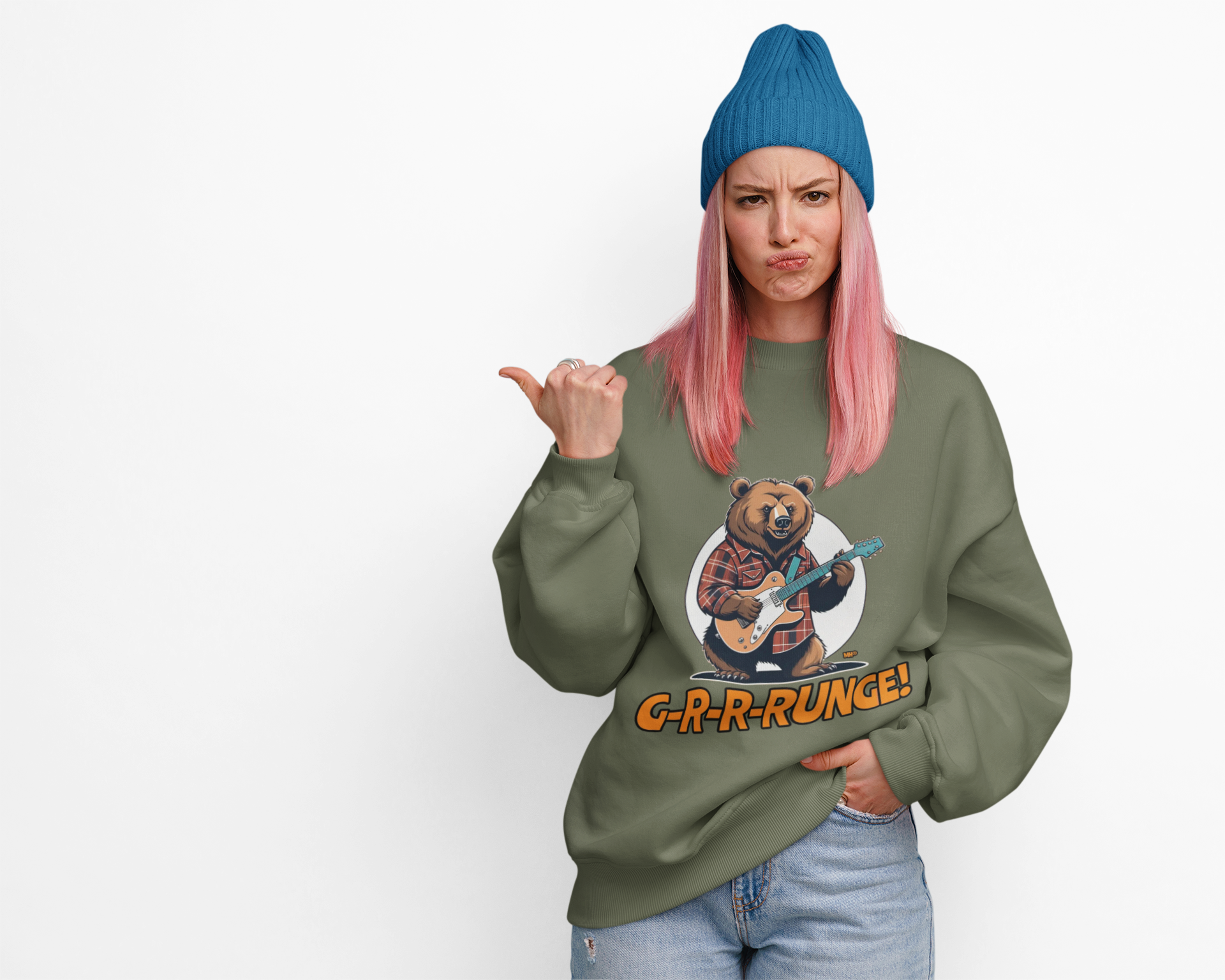 G-R-R-RUNGE Bear Graphic Sweatshirt | Grunge Girl Beanie