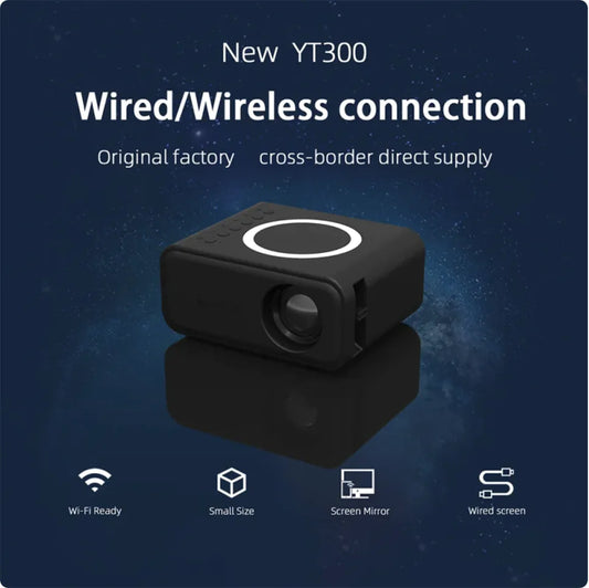 Must Haves - YT300 Mini Portable Projector, 1080P HD with Wired & Wireless Home Theater