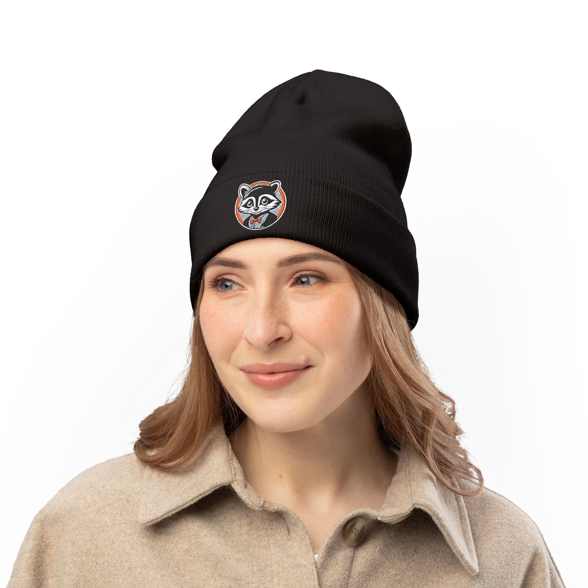 Fancy Raccoon Knit Beanie | Black Style 1